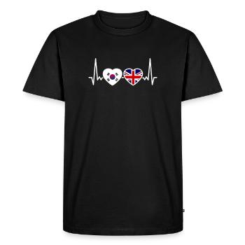 South Korea UK Heartbeat Flag British Korean - Men's Premium Organic T-Shirt - black - Front - Nico (187cm)