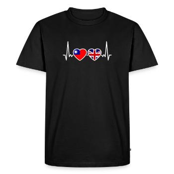 Taiwan UK Heartbeat Flag British Taiwanese - Men's Premium Organic T-Shirt - black - Front - Nico (187cm)