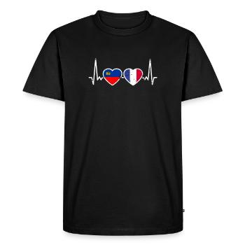 Liechtenstein France Vintage Heartbeat Flag - Men's Premium Organic T-Shirt - black - Front - Nico (187cm)