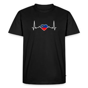 Liechtenstein Heartbeat Drapeau du Liechtenstein - T-shirt Premium bio Homme - noir - Devant - Nico (187cm)