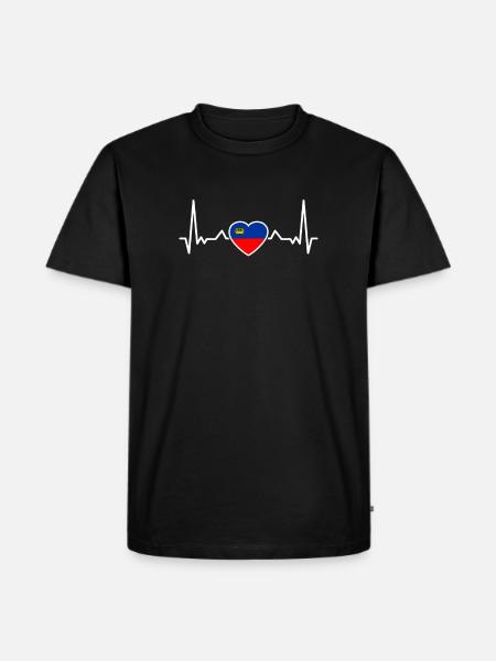 Liechtenstein Heartbeat Liechtenstein Flag - Men's Premium Organic T-Shirt - black