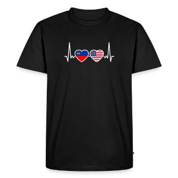 Liechtenstein États-Unis Heartbeat Liechtensteiner - T-shirt Premium bio Homme - noir - Devant - Nico (187cm)