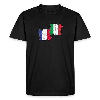 France Italie Drapeau Italien Français - T-shirt Premium bio Homme - noir - Devant - Nico (187cm)