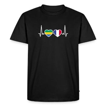 Gabon, France, Heartbeat, Flag, Gabonese - Men's Premium Organic T-Shirt - black - Front - Nico (187cm)