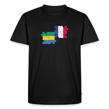 Gabon France Drapeau Français Gabonais - T-shirt Premium bio Homme - noir - Devant - Nico (187cm)