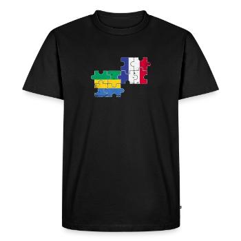 Gabon France Vintage Drapeau Gabonais - T-shirt Premium bio Homme - noir - Devant - Nico (187cm)