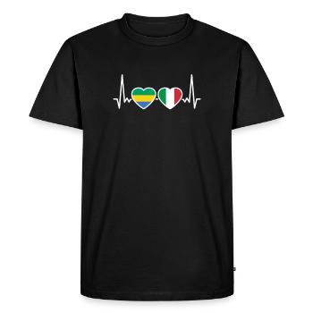Gabon Italy Heartbeat Flag Gabonese - Men's Premium Organic T-Shirt - black - Front - Nico (187cm)