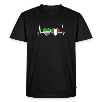 Gabon Italie Vintage Heartbeat drapeau gabonais - T-shirt Premium bio Homme - noir - Devant - Nico (187cm)