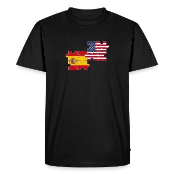 Spain, USA, flag, American, Spanish - Men's Premium Organic T-Shirt - black - Front - Nico (187cm)