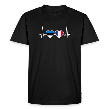Estonie France Vintage Heartbeat drapeau Este - T-shirt Premium bio Homme - noir - Devant - Nico (187cm)