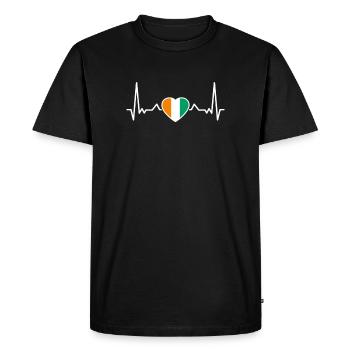 Côte d’Ivoire coeur battement Drapeau ivoirien Ivoirien - T-shirt Premium bio Homme - noir - Devant - Nico (187cm)