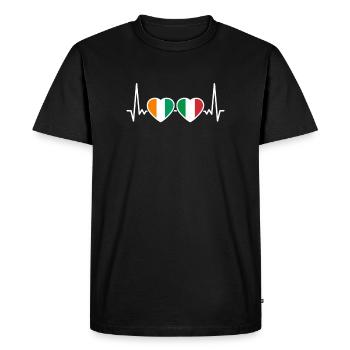 Côte d’Ivoire Italie Heartbeat Flag Ivoirien - T-shirt Premium bio Homme - noir - Devant - Nico (187cm)