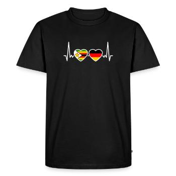 Zimbabwe Allemagne Heartbeat Flag Zimbabwéen - T-shirt Premium bio Homme - noir - Devant - Nico (187cm)
