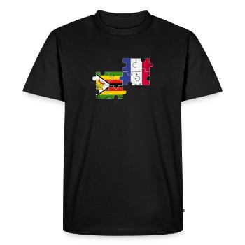 Zimbabwe France Vintage drapeau zimbabwéen - T-shirt Premium bio Homme - noir - Devant - Nico (187cm)