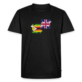 Zimbabwe Royaume-Uni Drapeau britannique Zimbabwéen - T-shirt Premium bio Homme - noir - Devant - Nico (187cm)