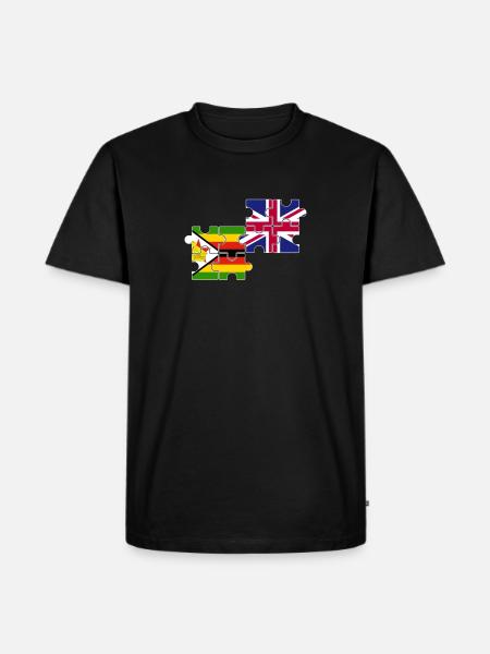 Zimbabwe Royaume-Uni Drapeau britannique Zimbabwéen - T-shirt Premium bio Homme - noir