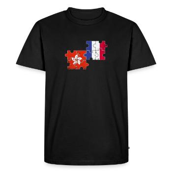 Hong Kong France Vintage Drapeau Hong Kong - T-shirt Premium bio Homme - noir - Devant - Nico (187cm)