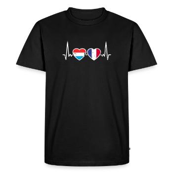 Luxembourg France Vintage Heartbeat drapeau - T-shirt Premium bio Homme - noir - Devant - Nico (187cm)