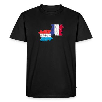 Luxembourg France Vintage Flag Luxembourgeois - T-shirt Premium bio Homme - noir - Devant - Nico (187cm)