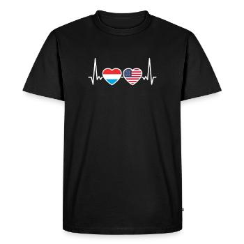 Luxembourg USA Heartbeat Flag Luxembourger - T-shirt Premium bio Homme - noir - Devant - Nico (187cm)