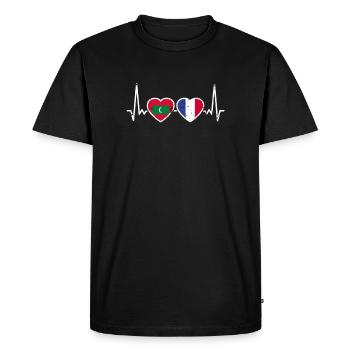 Maldives France Vintage Heartbeat drapeau - T-shirt Premium bio Homme - noir - Devant - Nico (187cm)