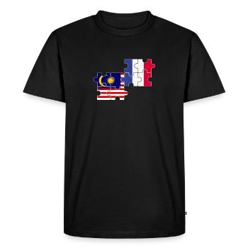 Malaisie France Drapeau Français Malaisien - T-shirt Premium bio Homme - noir - Devant - Nico (187cm)