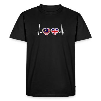 Malaisie Royaume-Uni Heartbeat Flag Malaisien britannique - T-shirt Premium bio Homme - noir - Devant - Nico (187cm)