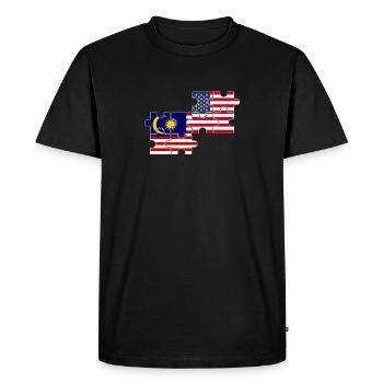 Malaisie, Etats-Unis, Drapeau, Américain, Malaisien - T-shirt Premium bio Homme - noir - Devant - Nico (187cm)