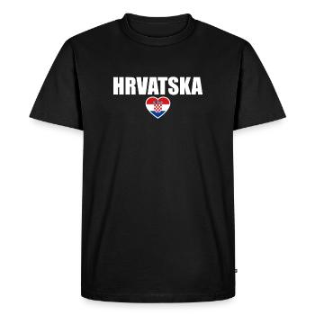 Hrvatska Heart Croatia Croatian Flag Croatia - Men's Premium Organic T-Shirt - black - Front - Nico (187cm)