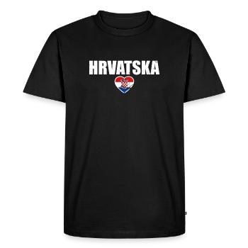 Hrvatska Vintage Heart Croatia Croatian Flag - Men's Premium Organic T-Shirt - black - Front - Nico (187cm)