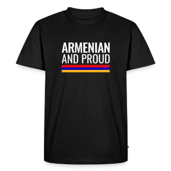 Drapeau arménien et fier de l’Arménie - T-shirt Premium bio Homme - noir - Devant - Nico (187cm)