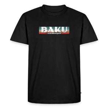 Bakou Vintage Azerbaïdjan Aserbaidschan - T-shirt Premium bio Homme - noir - Devant - Nico (187cm)