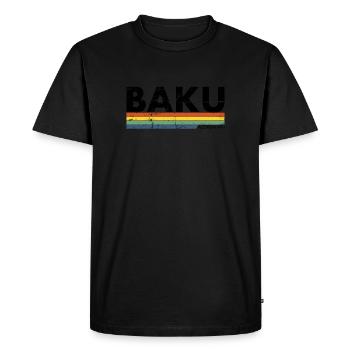 Bakou Vintage Azerbaïdjan Aserbaidschan - T-shirt Premium bio Homme - noir - Devant - Nico (187cm)