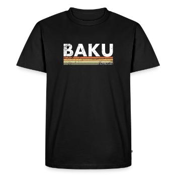 Bakou Vintage Azerbaïdjan Aserbaidschan - T-shirt Premium bio Homme - noir - Devant - Nico (187cm)