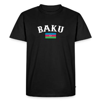 Bakou Azerbaïdjan Drapeau de l’Azerbaïdjan - T-shirt Premium bio Homme - noir - Devant - Nico (187cm)