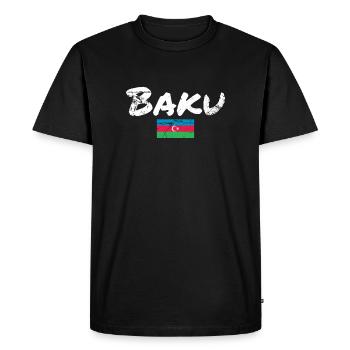 Bakou Vintage Azerbaïdjan Drapeau de l’Azerbaïdjan - T-shirt Premium bio Homme - noir - Devant - Nico (187cm)