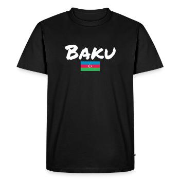 Bakou Azerbaïdjan Drapeau de l’Azerbaïdjan - T-shirt Premium bio Homme - noir - Devant - Nico (187cm)
