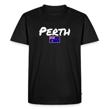 Perth, Australie, Australie, Drapeau australien - T-shirt Premium bio Homme - noir - Devant - Nico (187cm)