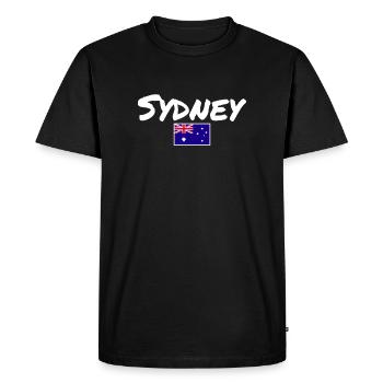 Sydney Australie Australie Drapeau australien - T-shirt Premium bio Homme - noir - Devant - Nico (187cm)