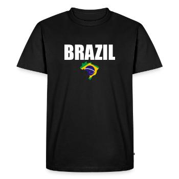 Carte Brésil Brésil Drapeau brésilien - T-shirt Premium bio Homme - noir - Devant - Nico (187cm)
