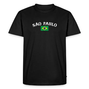 São Paulo Brésil Brésil Drapeau brésilien - T-shirt Premium bio Homme - noir - Devant - Nico (187cm)