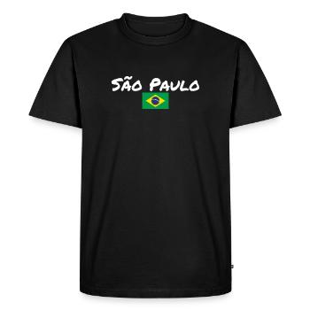São Paulo Brésil Brésil Drapeau brésilien - T-shirt Premium bio Homme - noir - Devant - Nico (187cm)