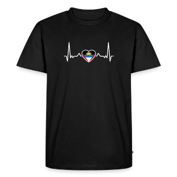 Antigua Barbuda Heartbeat Drapeau d’Antigua - T-shirt Premium bio Homme - noir - Devant - Nico (187cm)