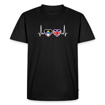 Antigua-et-Barbuda Drapeau britannique des battements de cœur - T-shirt Premium bio Homme - noir - Devant - Nico (187cm)