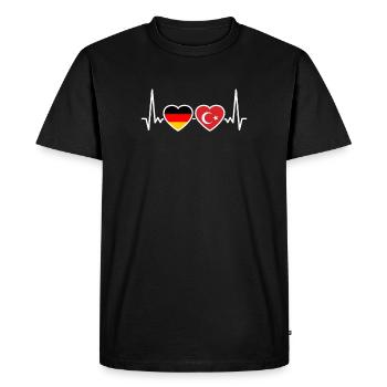 Turquie Allemagne Heartbeat Drapeau Turc Allemand - T-shirt Premium bio Homme - noir - Devant - Nico (187cm)