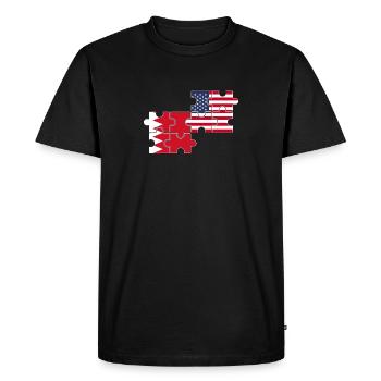 Bahrain United States Heartbeat Flag American Bahraini - Men's Premium Organic T-Shirt - black - Front - Nico (187cm)