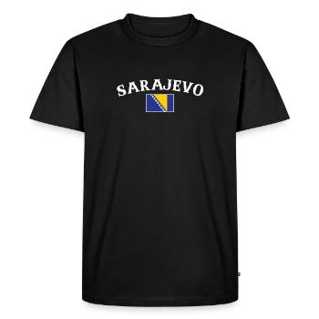 Sarajevo Bosnia Vintage Bosnian Flag Bosnian - Men's Premium Organic T-Shirt - black - Front - Nico (187cm)