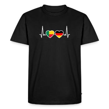 Bénin Allemagne Battement de cœur Drapeau Béninais - T-shirt Premium bio Homme - noir - Devant - Nico (187cm)