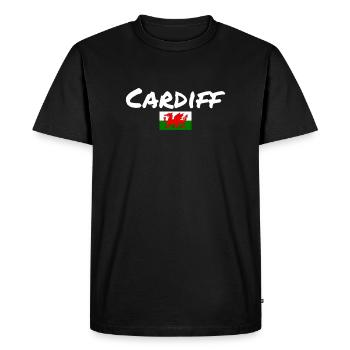 Cardiff Pays de Galles Drapeau gallois Gallois - T-shirt Premium bio Homme - noir - Devant - Nico (187cm)