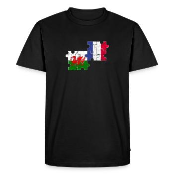 Pays de Galles France Vintage Drapeau Français Gallois - T-shirt Premium bio Homme - noir - Devant - Nico (187cm)